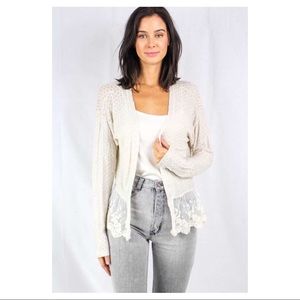 🎄sale 🎄LONG SLEEVE KNIT CARDIGAN WITH LACE